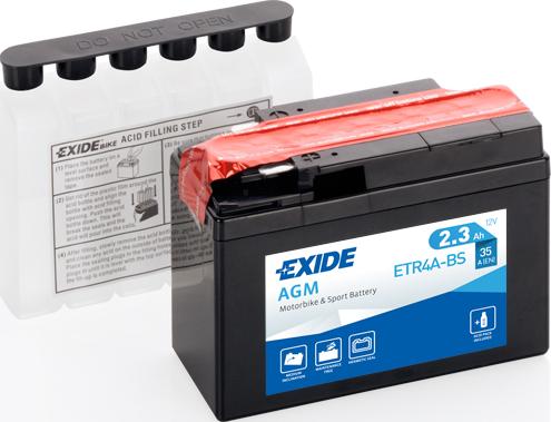 Exide ETR4A-BS - Аккумулятор    2.3Ah-12v Exide AGM ETR4A-BS 113х48х85 R. EN35 autozip.com.ua