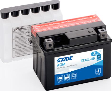 Exide ETX4L-BS - Аккумулятор    3Ah-12v Exide AGM ETX4L-BS 113х70х85 R. EN50 autozip.com.ua