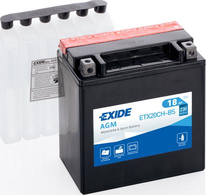 Exide ETX20CH-BS - Аккумулятор   18Ah-12v Exide AGM 150х87х161.L.EN230 autozip.com.ua