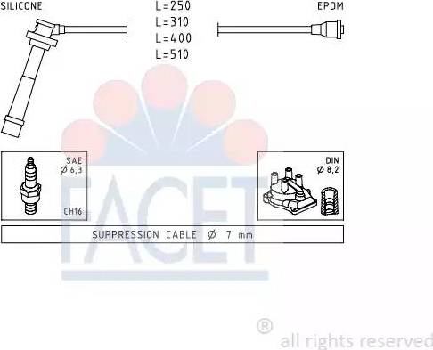 FACET 4.9434 - Комплект проводів запалювання autozip.com.ua