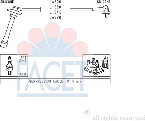 FACET 4.9435 - Комплект проводів запалювання autozip.com.ua