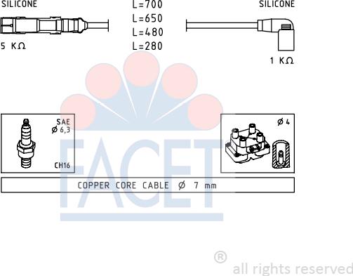 FACET 4.9479 - Комплект проводів запалювання autozip.com.ua