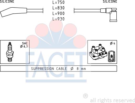 FACET 4.9568 - Комплект проводів запалювання autozip.com.ua