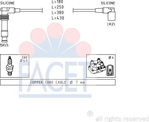 FACET 4.9562 - Комплект проводів запалювання autozip.com.ua