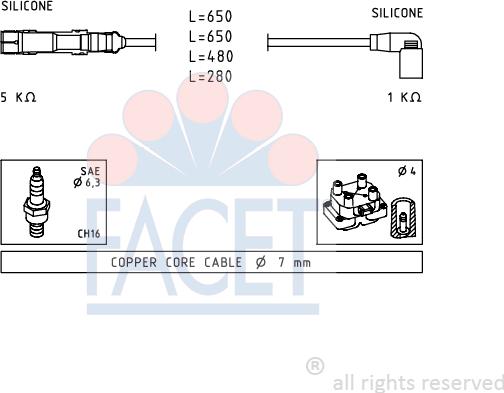 FACET 4.9585 - Комплект проводів запалювання autozip.com.ua