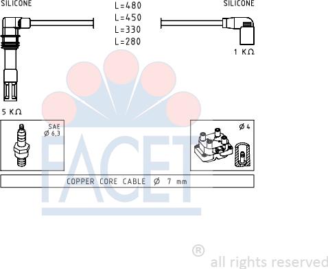 FACET 4.9575 - Комплект проводів запалювання autozip.com.ua