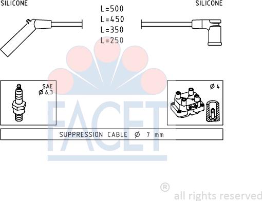 FACET 4.9691 - Комплект проводів запалювання autozip.com.ua