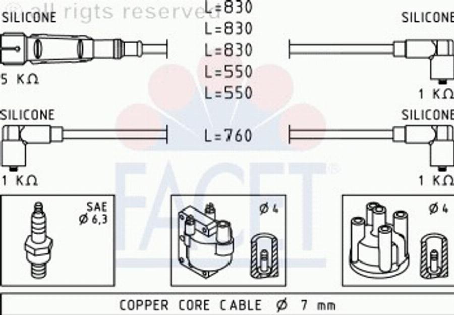 FACET 4.9669 - Комплект проводів запалювання autozip.com.ua