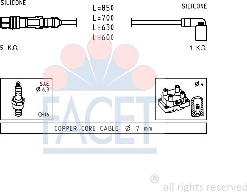 FACET 4.9601 - Комплект проводів запалювання autozip.com.ua