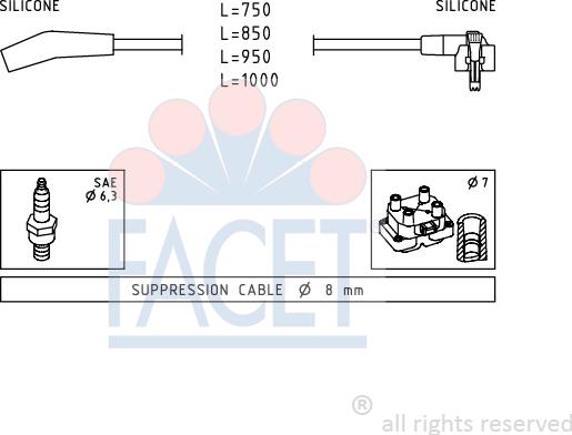 FACET 4.9639 - Комплект проводів запалювання autozip.com.ua
