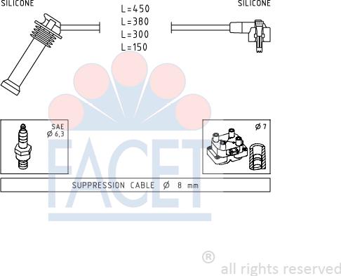 FACET 4.9630 - Комплект проводів запалювання autozip.com.ua