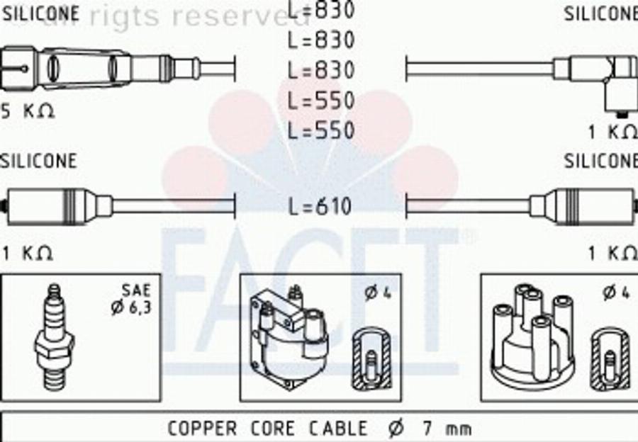 FACET 49672 - Комплект проводів запалювання autozip.com.ua