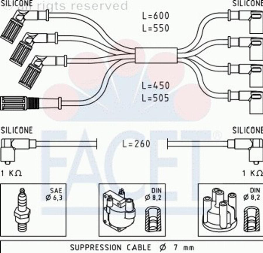FACET 4.9001 - Комплект проводів запалювання autozip.com.ua