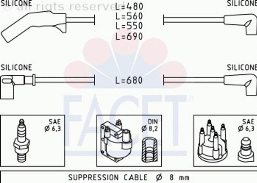 FACET 4 9016 - Комплект проводів запалювання autozip.com.ua