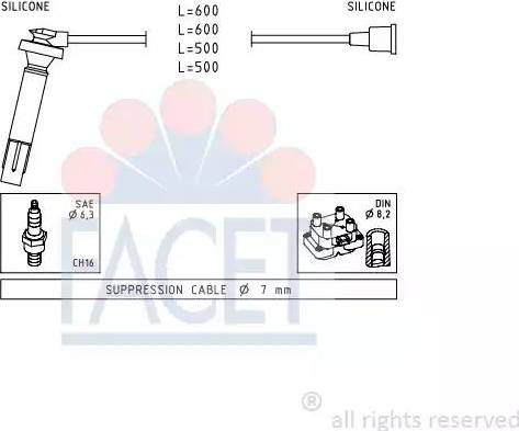 FACET 4.9817 - Комплект проводів запалювання autozip.com.ua