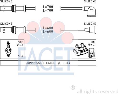FACET 4.9835 - Комплект проводів запалювання autozip.com.ua