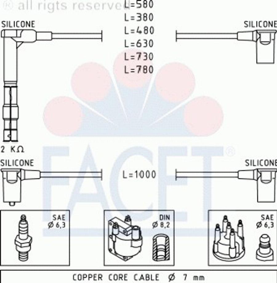 FACET 49307 - Комплект проводів запалювання autozip.com.ua