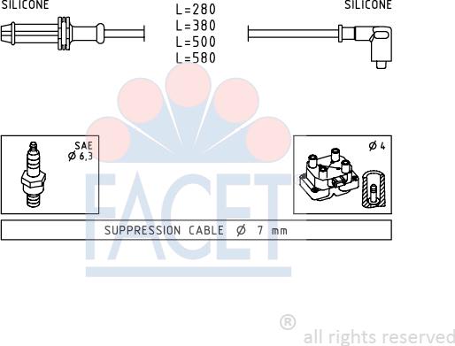 FACET 4.9374 - Комплект проводів запалювання autozip.com.ua