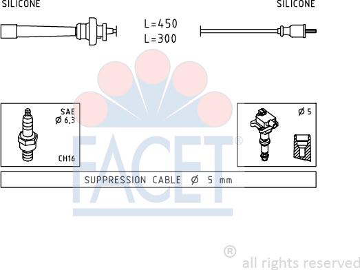 FACET 4.9764 - Комплект проводів запалювання autozip.com.ua