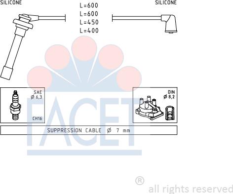 FACET 4.9702 - Комплект проводів запалювання autozip.com.ua