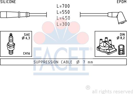 FACET 4.9789 - Комплект проводів запалювання autozip.com.ua