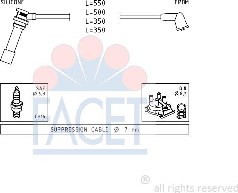 FACET 4.9738 - Комплект проводів запалювання autozip.com.ua