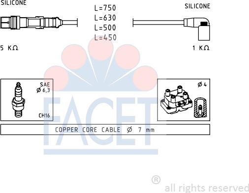 FACET 4.9723 - Комплект проводів запалювання autozip.com.ua