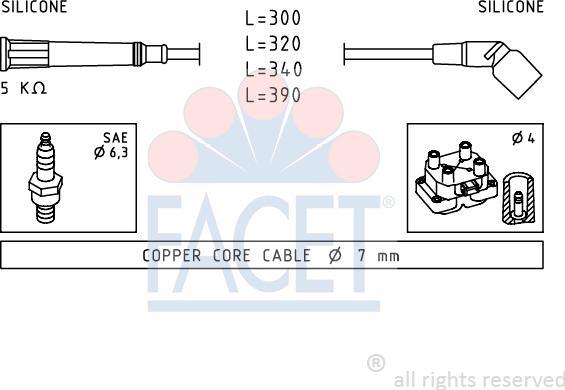 FACET 4.8900 - Комплект проводів запалювання autozip.com.ua