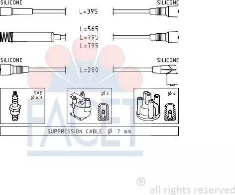 FACET 4.8528 - Комплект проводів запалювання autozip.com.ua