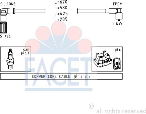 FACET 4.8655 - Комплект проводів запалювання autozip.com.ua