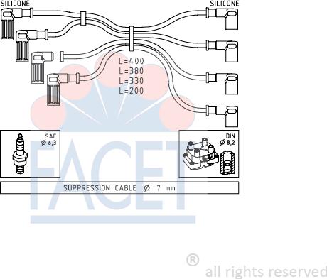 FACET 4.8615 - Комплект проводів запалювання autozip.com.ua