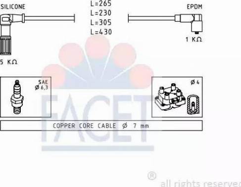 FACET 4.8613 - Комплект проводів запалювання autozip.com.ua