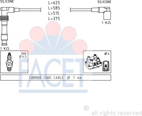 FACET 4.8688 - Комплект проводів запалювання autozip.com.ua