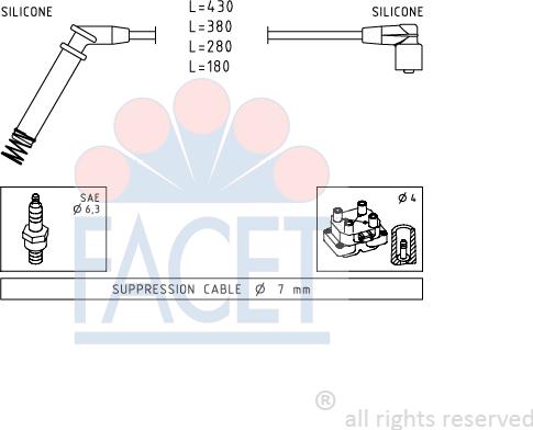 FACET 4.8634 - Комплект проводів запалювання autozip.com.ua