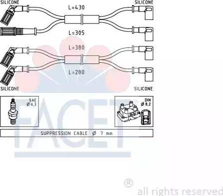 FACET 4.8889 - Комплект проводів запалювання autozip.com.ua