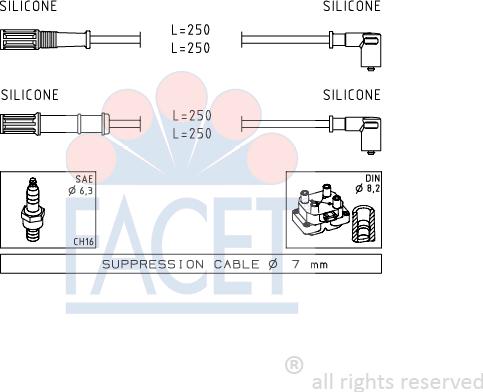 FACET 4.7170 - Комплект проводів запалювання autozip.com.ua