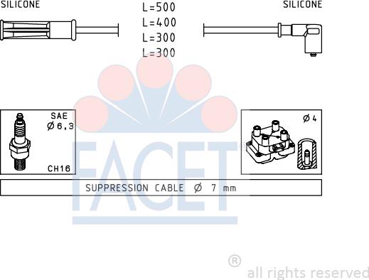 FACET 4.7244 - Комплект проводів запалювання autozip.com.ua