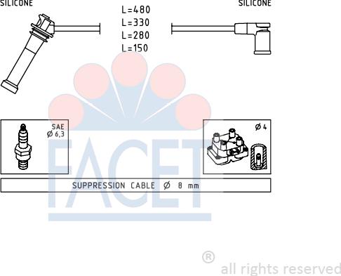 FACET 4.7245 - Комплект проводів запалювання autozip.com.ua