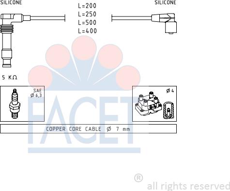 FACET 4.7247 - Комплект проводів запалювання autozip.com.ua