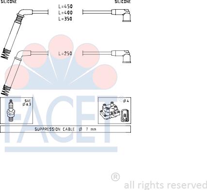 FACET 4.7208 - Комплект проводів запалювання autozip.com.ua