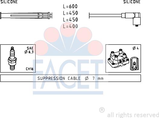 FACET 4.7230 - Комплект проводів запалювання autozip.com.ua