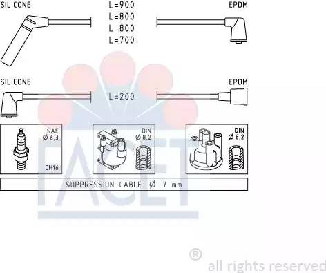 FACET 4.7238 - Комплект проводів запалювання autozip.com.ua