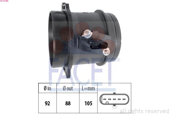 FACET 10.1546 - Датчик потоку, маси повітря autozip.com.ua