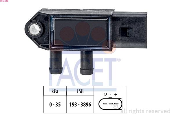 FACET 10.3446 - Датчик, тиск вихлопних газів autozip.com.ua