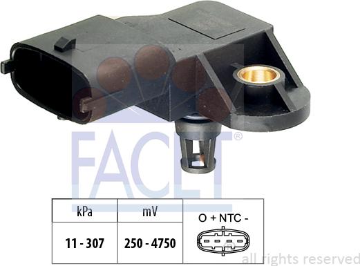 FACET 10.3082 - Датчик абсолютного тиску Manifold Air Pressure Sensor. MAP sensor autozip.com.ua