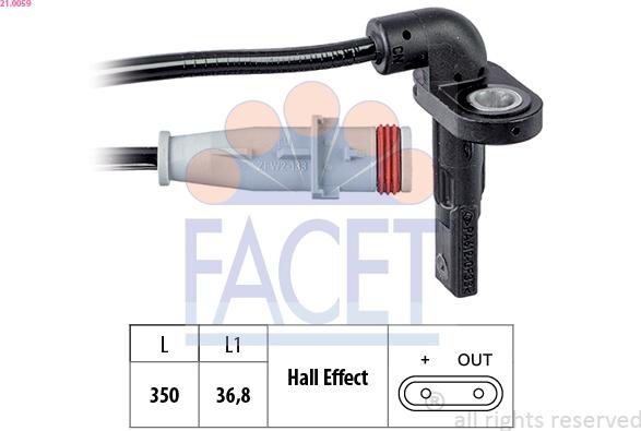 FACET 21.0059 - Датчик ABS, частота обертання колеса autozip.com.ua