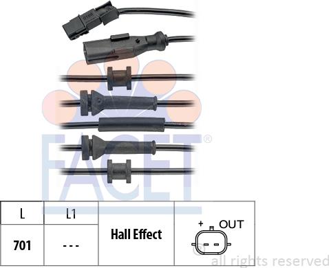 FACET 21.0169 - Датчик ABS, частота обертання колеса autozip.com.ua