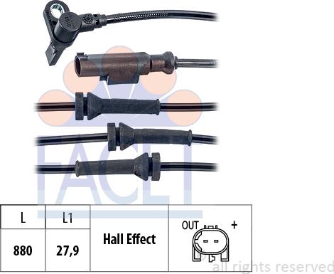 FACET 21.0163 - Датчик ABS, частота обертання колеса autozip.com.ua