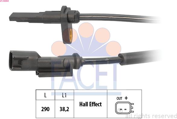 FACET 21.0264 - Датчик ABS, частота обертання колеса autozip.com.ua