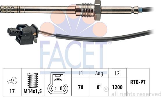 FACET 22.0055 - Датчик, температура вихлопних газів autozip.com.ua